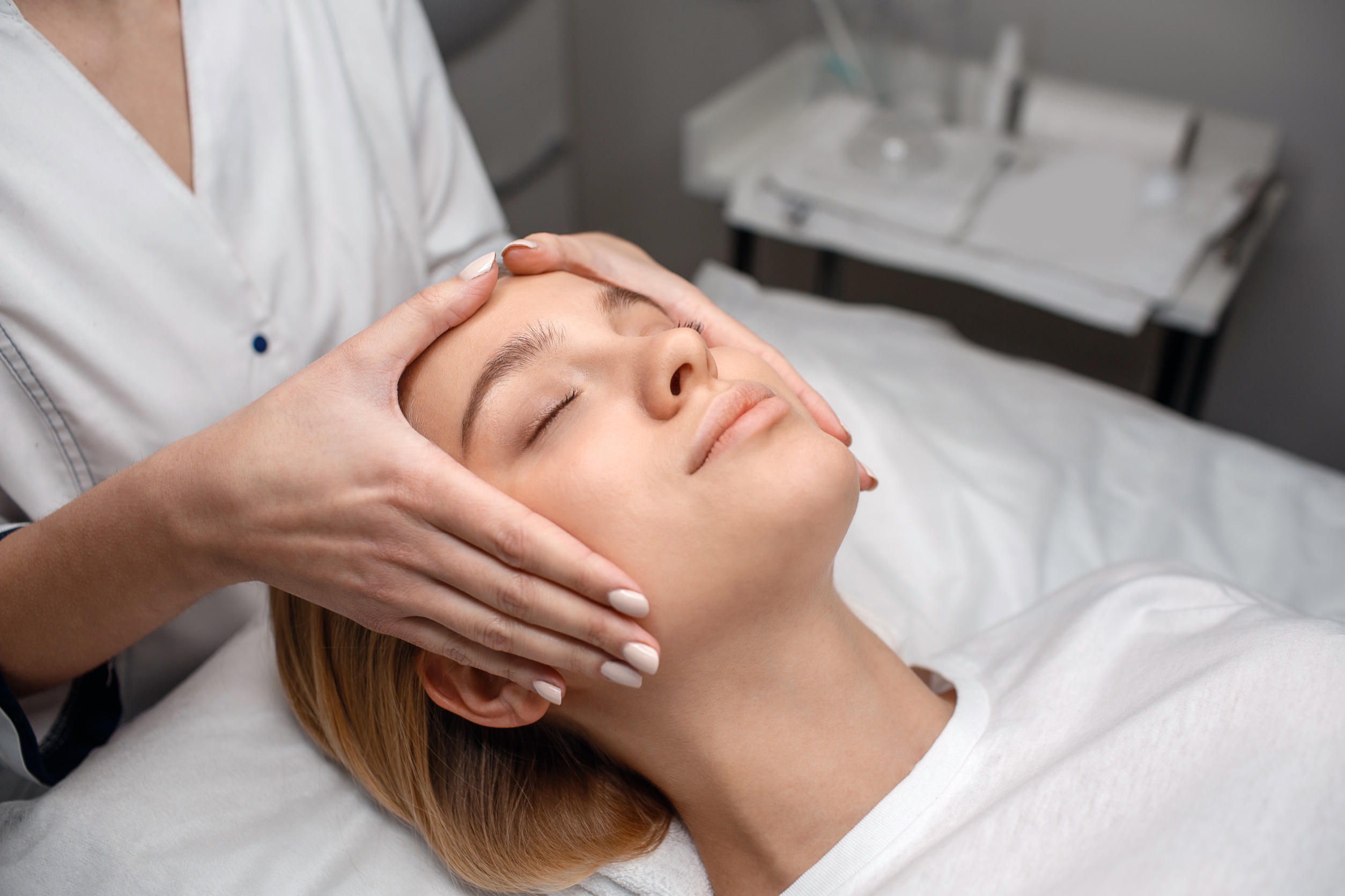 woman getting facial treatment at med spa